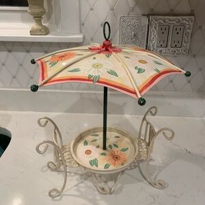 Vintage Metal bistro set with umbrella